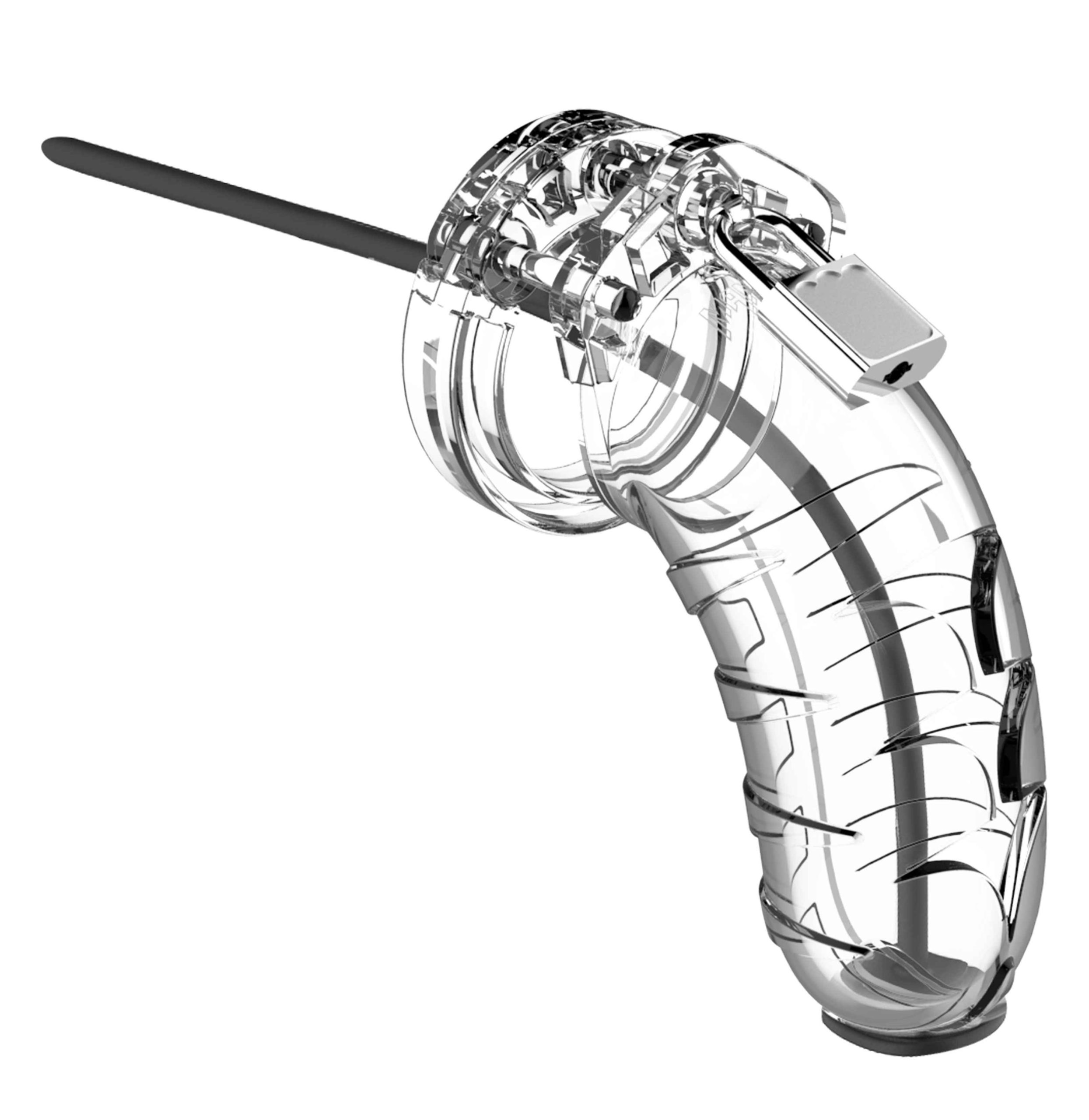 Cage de chasteté Mancage avec Tige urètre 11.5 x 4.5cm Transparente - Tige  20cm - Diamètre 3mm - ACV